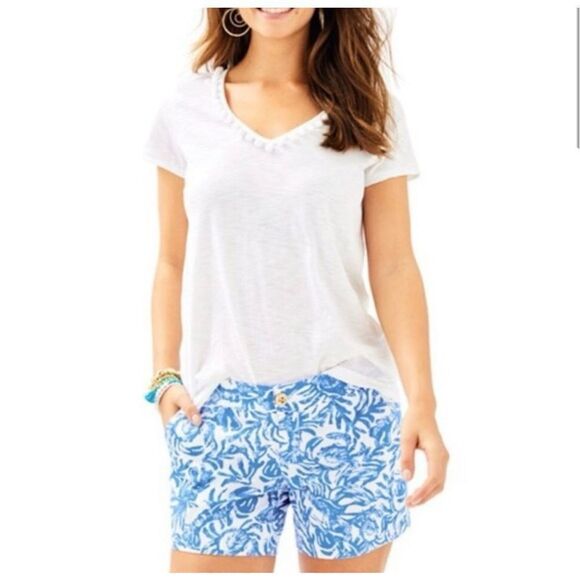 Lilly Pulitzer Women's Callahan Chino Shorts Resort White Blue On a Roll Size 2 - Picture 3 of 11